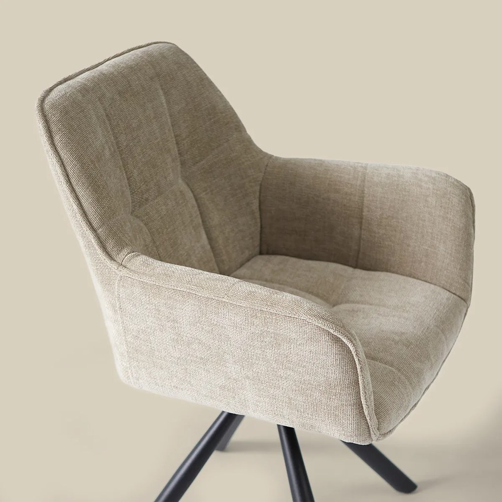 Beige Eetkamerstoel Met Stiksels