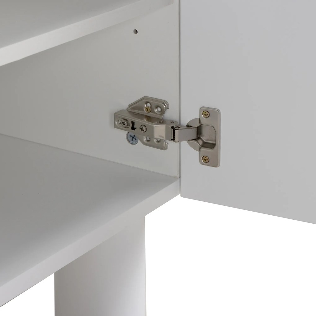 Dressoir Met Grote Ribbels Wit 180 Cm - 180x40x75cm.