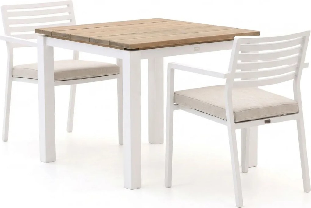 Diningset Bellagio  | 2 personen teakhout | Tuinset stapelbaar | 3-delig | Kees Smit Tuinmeubelen