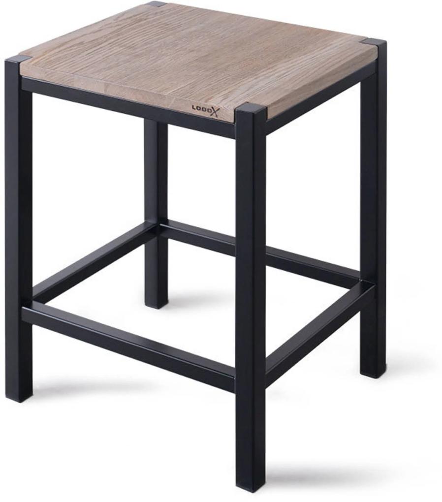 Wooden Collection douche stool met frame mat zwart/eiken-mat