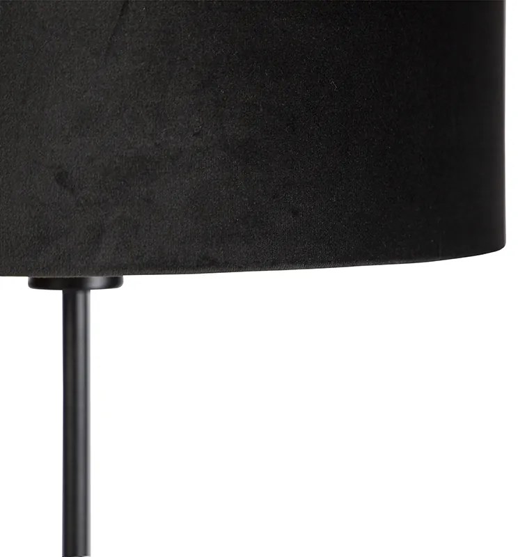 Vloerlamp zwart met velours kap zwart met goud 35 cm - Parte
