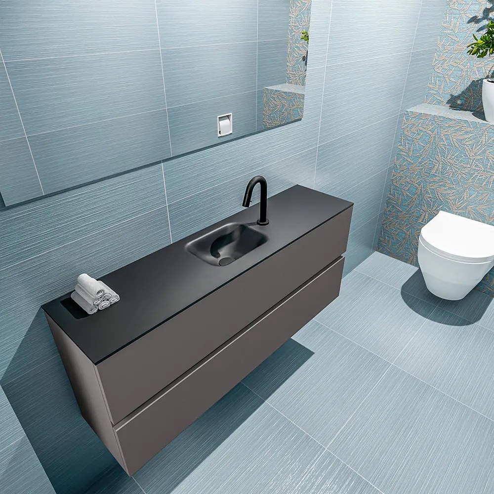 Mondiaz Ada 120cm toiletmeubel dark grey met wastafel urban midden 1 kraangat