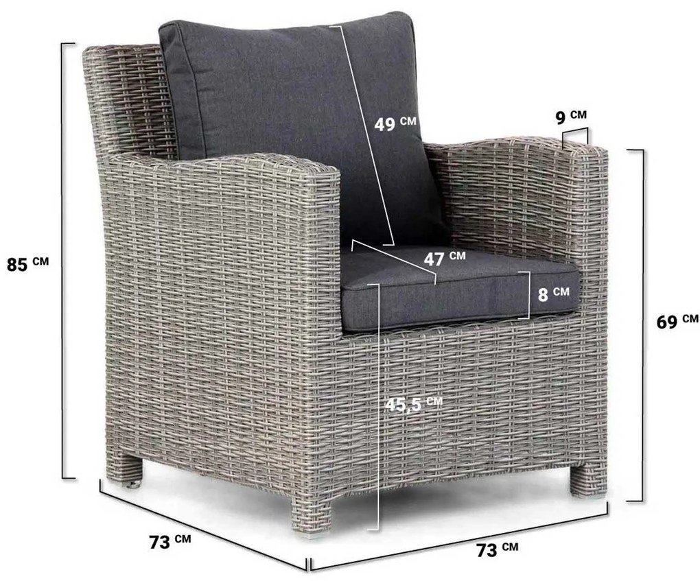 Dining Loungeset 7 personen Wicker Grijs  Domani Furniture Valley