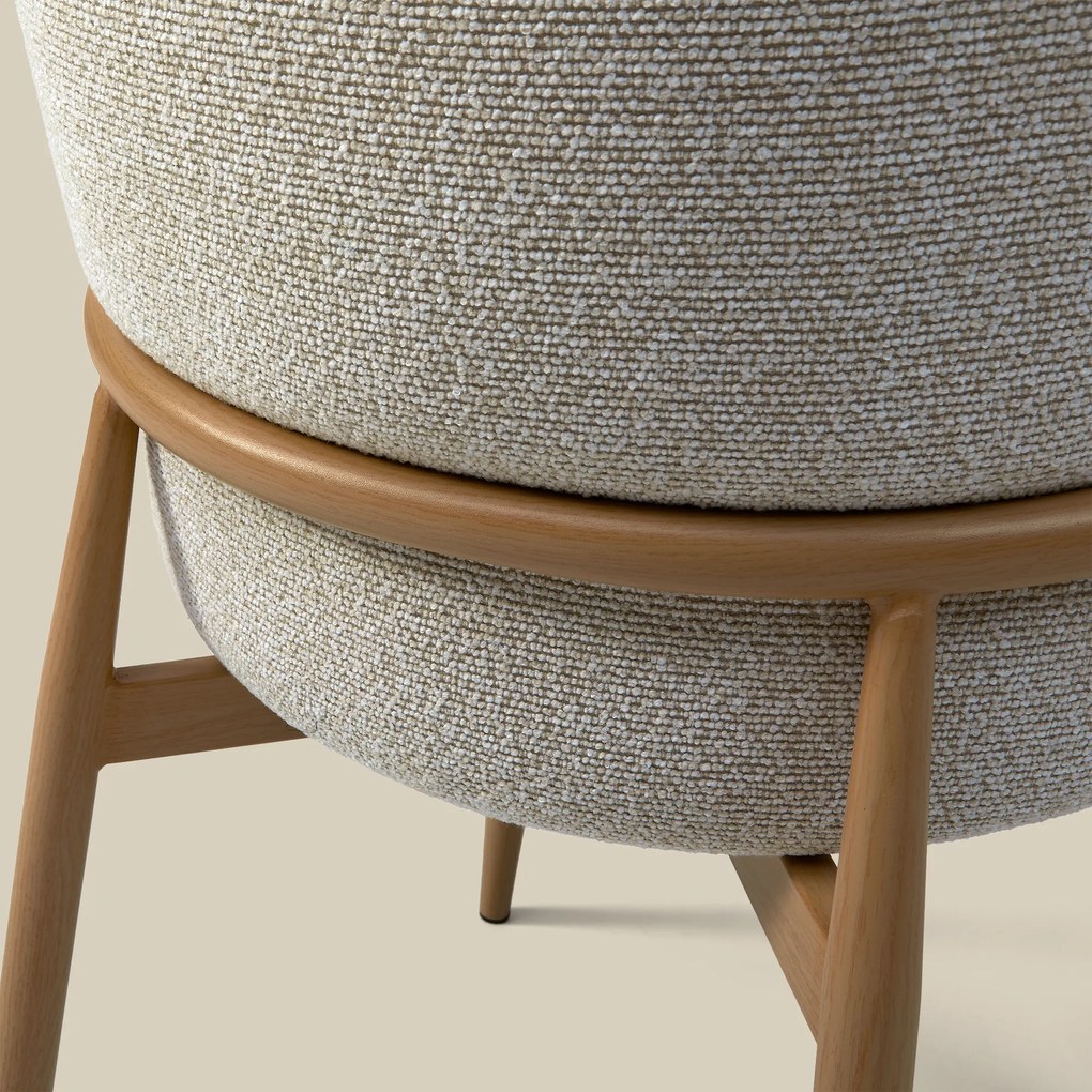 Eiken Eetkamerstoel Met Ronde Rug Creme