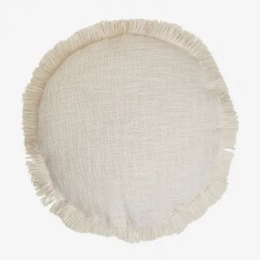 Ronde Kussen Ø40 Cm Van Katoen Soncey Gardenia Wit - Sklum