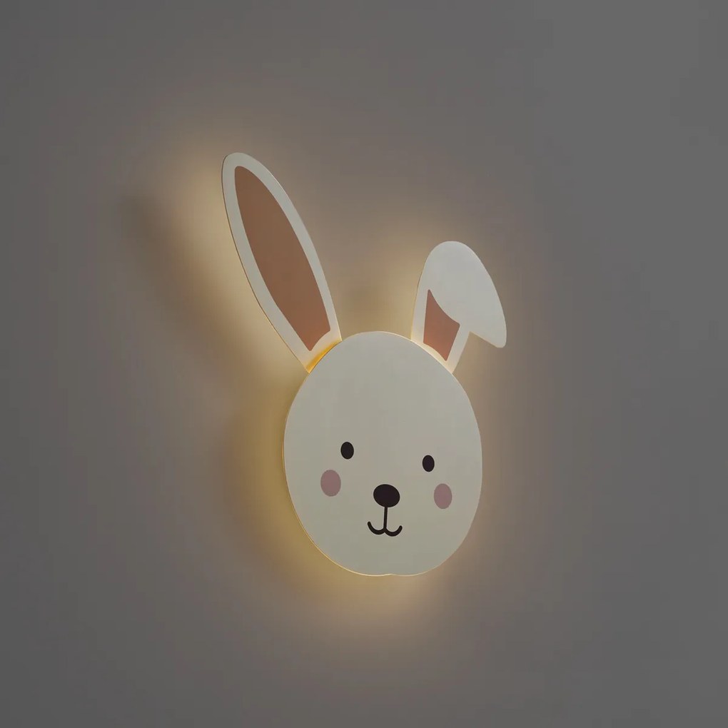 Kinder wandlamp geel incl. LED 3-staps dimbaar - Benny the Bunny