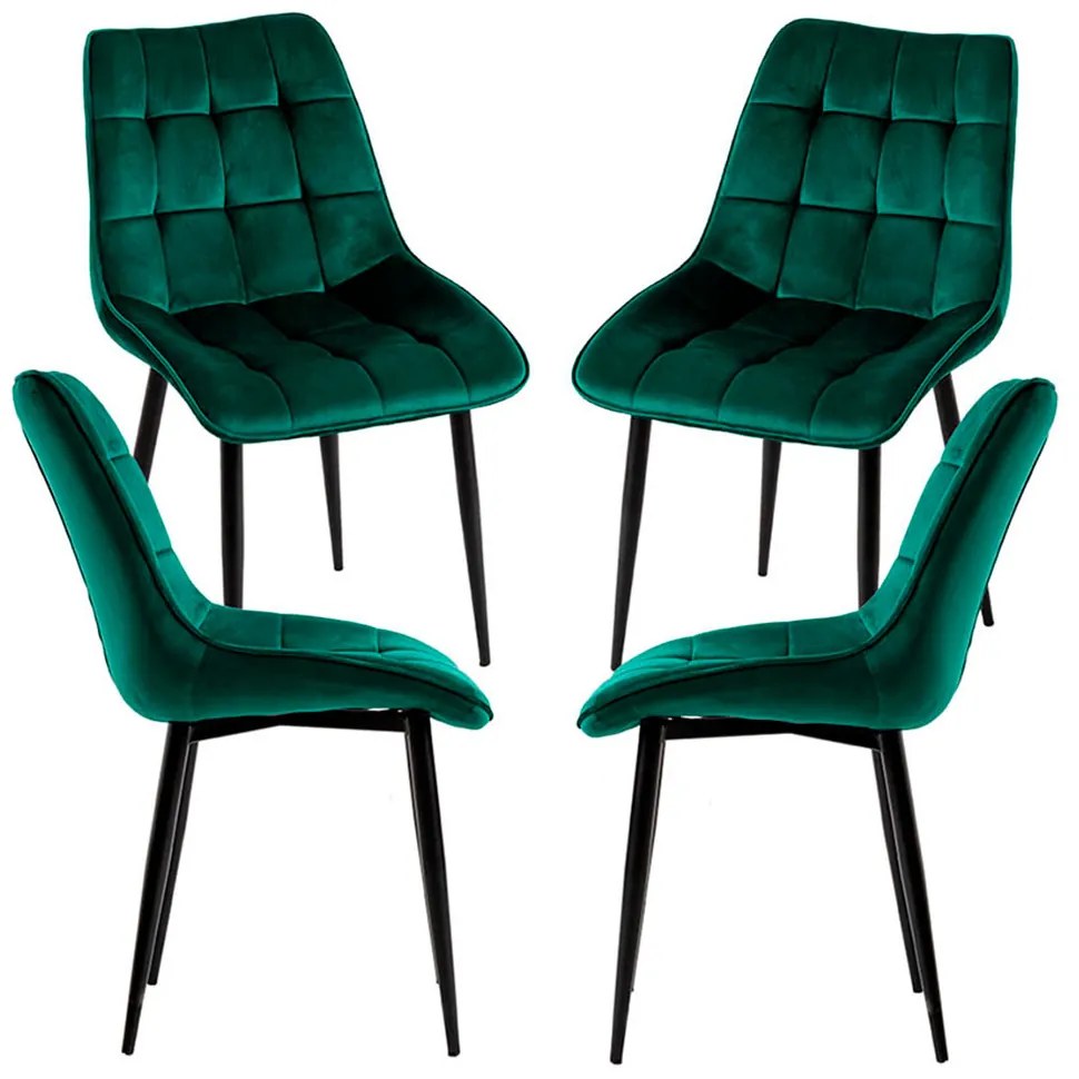 Set van 4 fluwelen Cade Stoelen