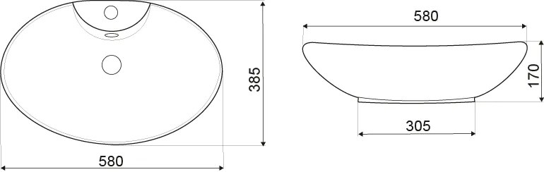 Kerra KR 139 BLM waskom ovaal 58x38,5cm zwart