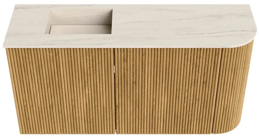 Mondiaz Joya DLux 80cm toiletmeubel ronding rechts oak met wastafel faye links 1 kraangat meli