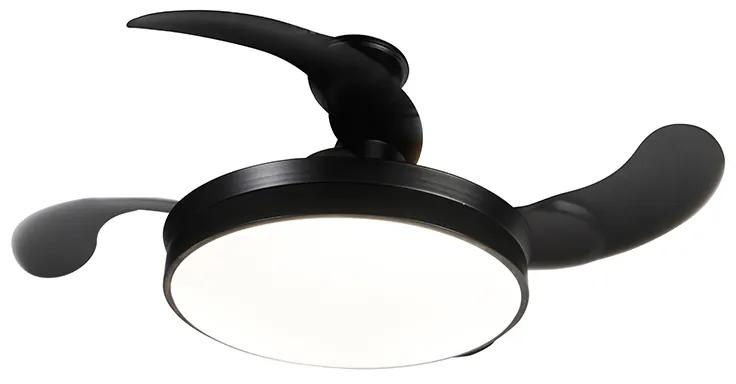 Plafondventilator met lamp zwart incl. LED en afstandsbediening - Xiro Modern rond Binnenverlichting Lamp
