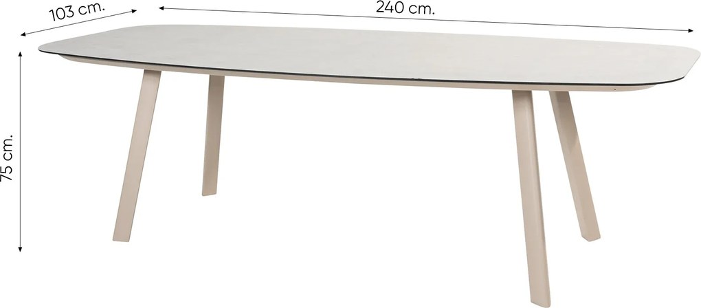 Taste Manolo Deens ovale tuintafel 240x103 cm. - Latte