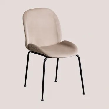 Set Van 4 Pary Fluwelen Eetkamerstoelen Gris Too & Zwart - Sklum