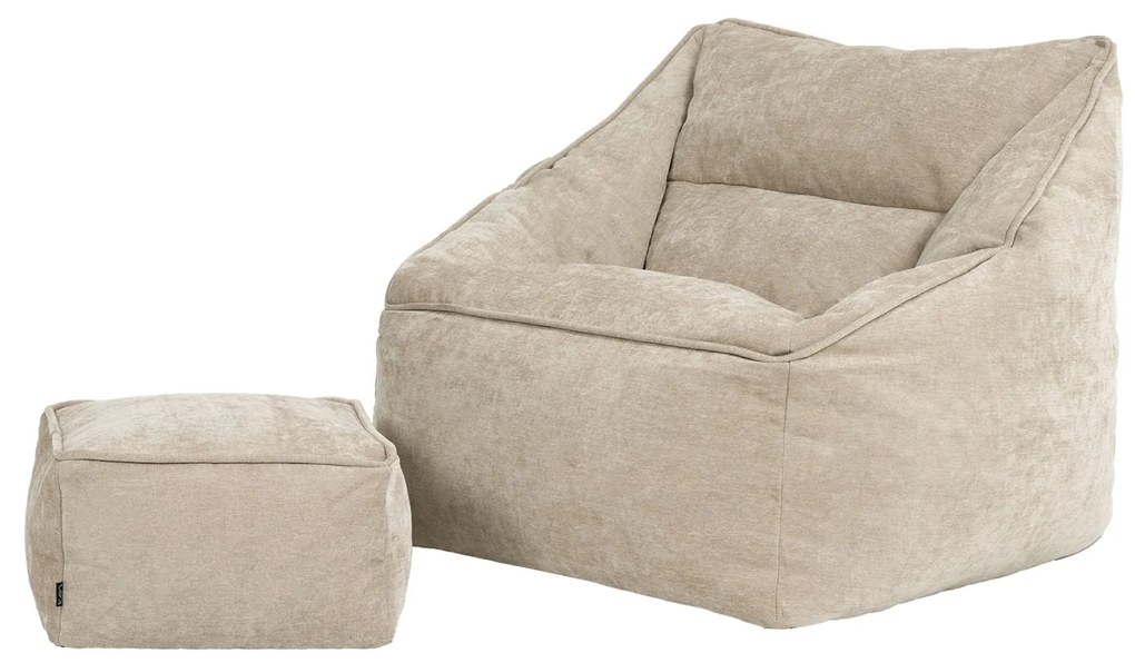 Natalia Chenille Armchair Bean Bag + Footstool