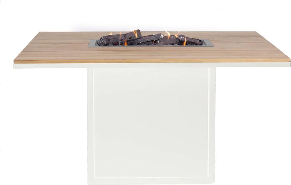 Cosi Fires Cosiloft lounge dining vuurtafel 120 cm wit - teak top