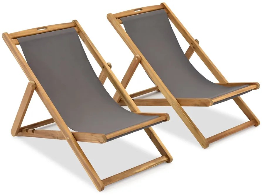 Surat Garden Point set van twee houten ligstoelen