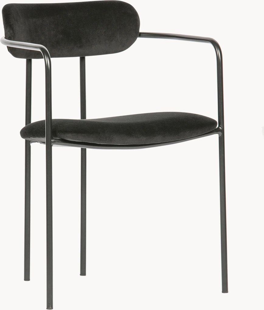 Stapelbare fluwelen eetkamerstoelen Elvy, 2-delig