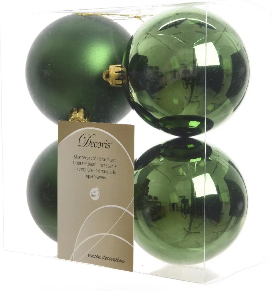 Kerstbal plastic glans-mat diameter 10cm Dennen groen KSD