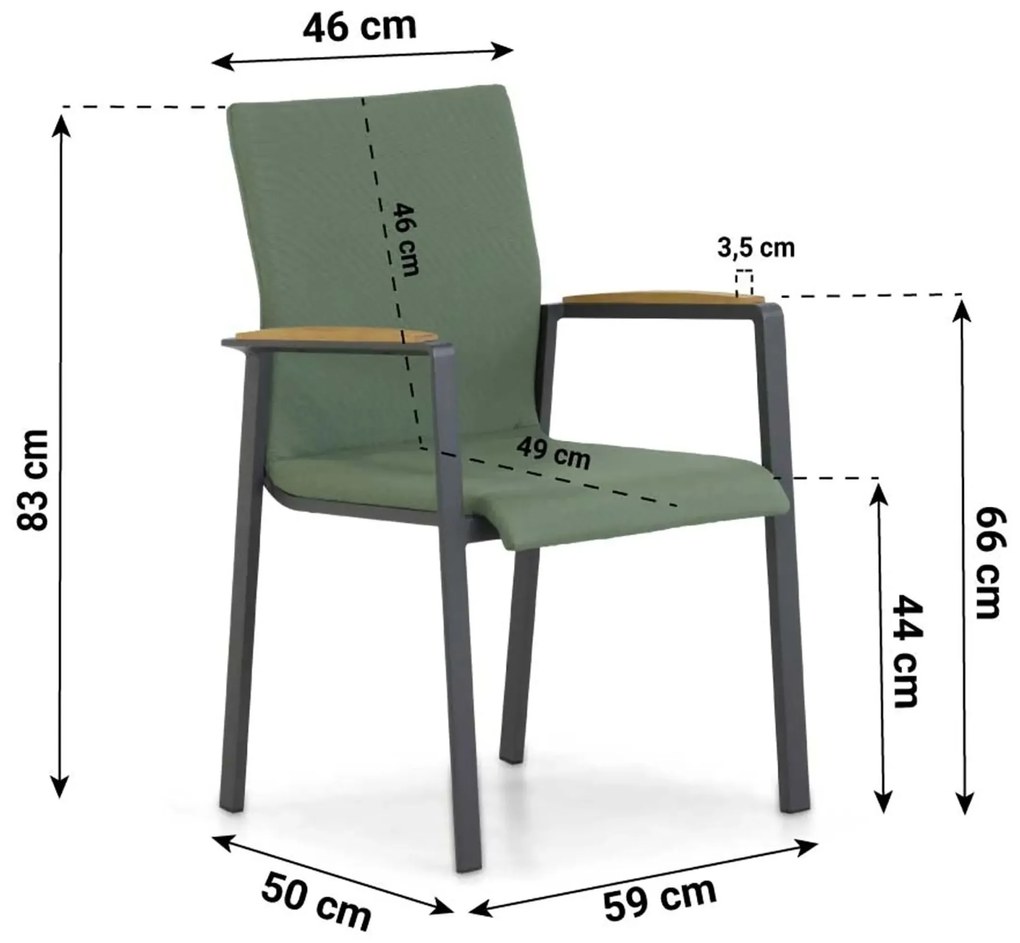 Tuinset 4 personen 180 cm Aluminium/textileen Groen Lifestyle Garden Furniture Brandon/Veneto