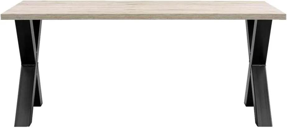 Eetkamertafel Jens - grijs eikenkleur/zwart - 76x163,5x100 cm - Leen Bakker