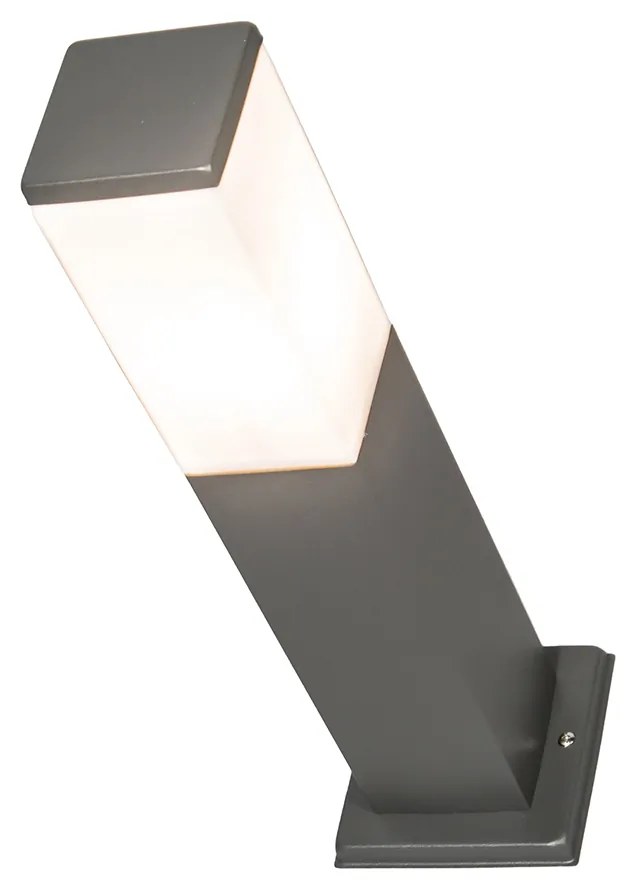 Moderne buitenlamp paal antraciet met opaal 45 cm IP44 - Malios Design, Modern E27 IP44 Buitenverlichting