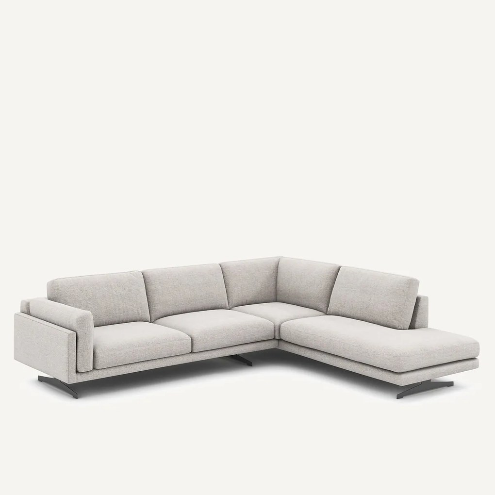 Hoekbank met longchair, gerecycled katoen, CÉSAR