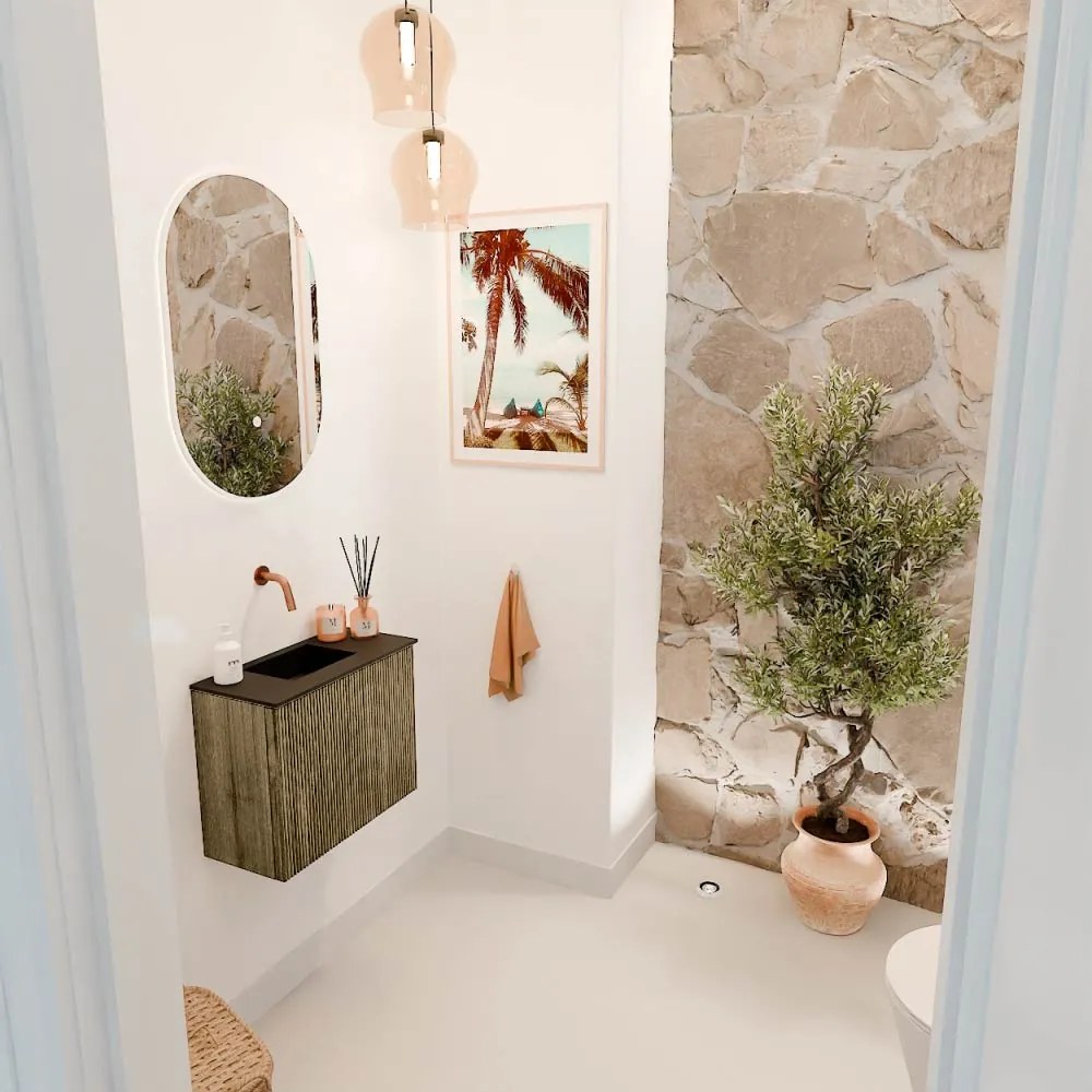 Mondiaz Joya 50cm toiletmeubel dusk met wastafel faye links zonder kraangat urban