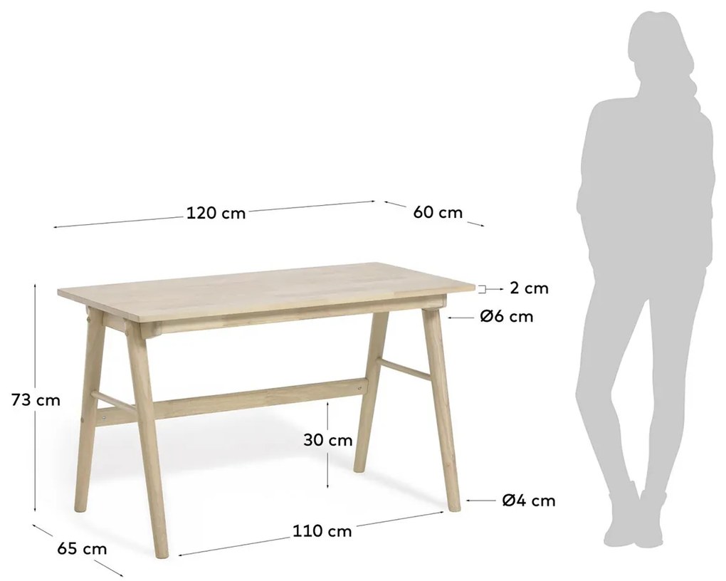 Kave Home Curie Modern Bureau Van Licht Hout - 120 X 60cm.