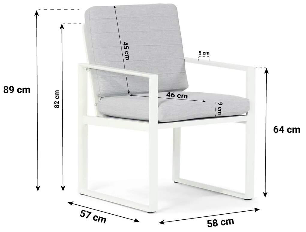 Tuinset 4 personen 180 cm Aluminium Wit Santika Furniture Santika