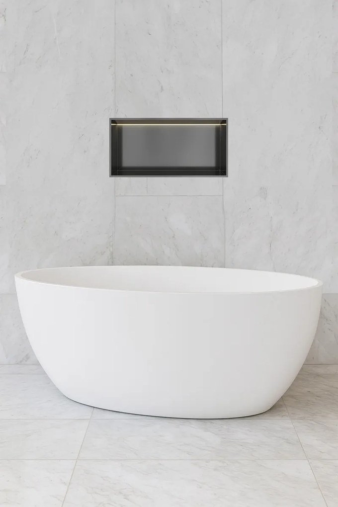 Hotbath &More inbouwnis met verlichting 30x60x10cm geborsteld gunmetal PVD
