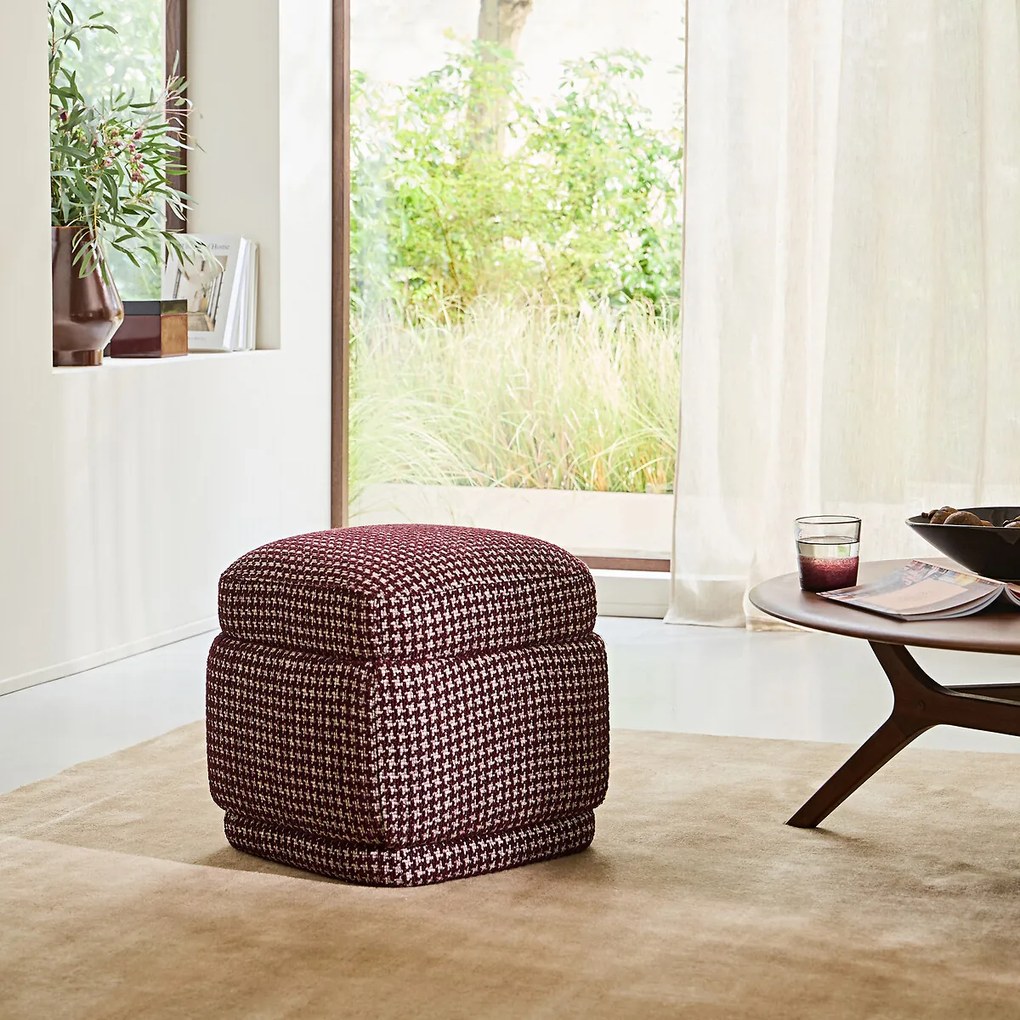 Jacquard pied-de-poule poef, CLEOPHEE