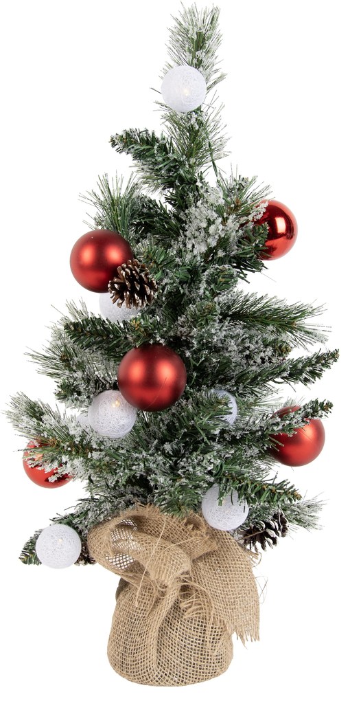 Kerst kerstboom wit met rood 60cm incl. LED met timer - Jack