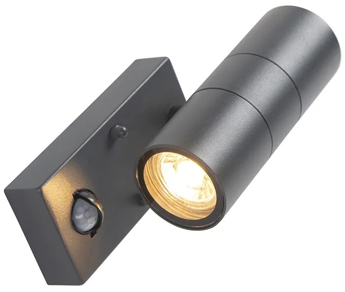 Buitenwandlamp antraciet 2-lichts IP44 met bewegingssensor - Duo