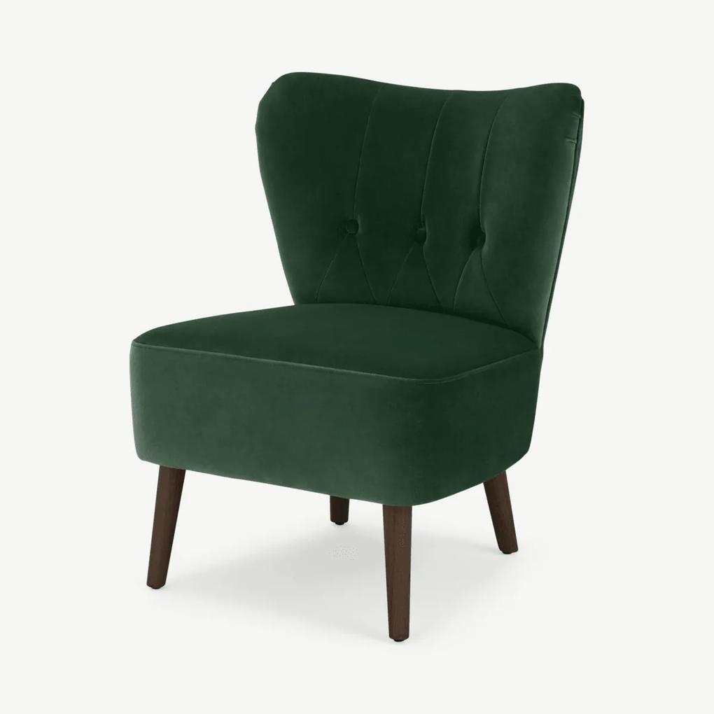 Charley fauteuil, Pine Green Velvet, walnoothouten poten