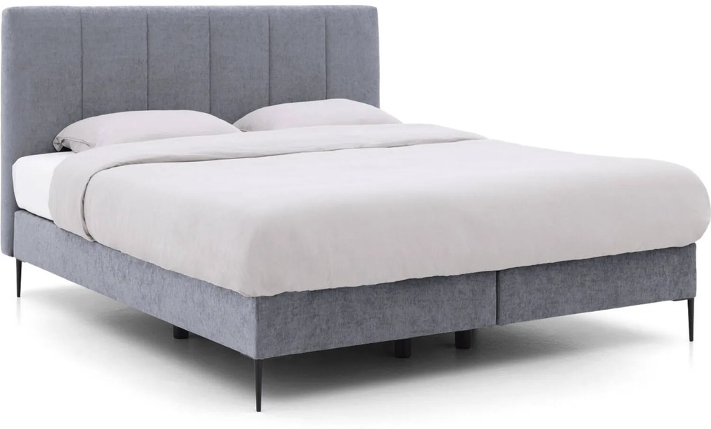 Goossens Boxspring Ease Solid Incl. Matras, Vlak 160 x 200 cm (=2x 80 x 200 cm) met hoofdbord + 2x matras shapes 1