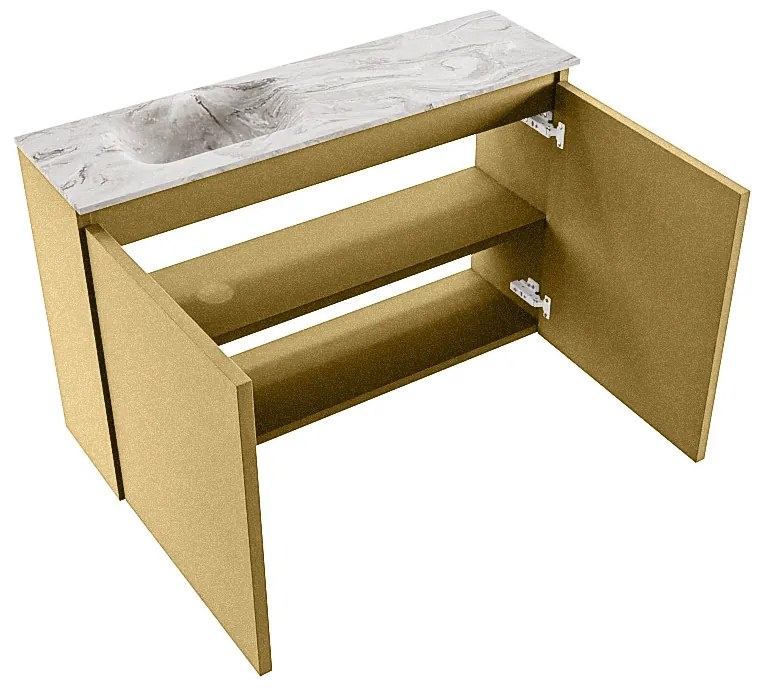 Mondiaz Ture DLux toiletmeubel 80cm oro met wastafel glace links met kraangat