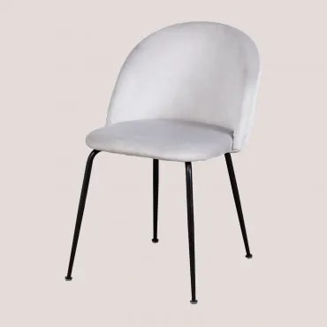 Kana Design Eetkamerstoel In Fluweel Perłowoszary & Zwart - Sklum
