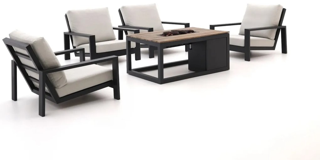 Bellagio Vezzano/Cosiraw stoel loungeset met vuurtafel 5-delig