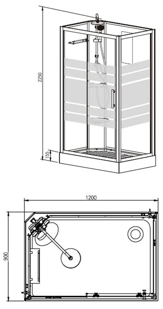 Mueller Aliki complete douchecabine 120x90x218cm kitvrij links