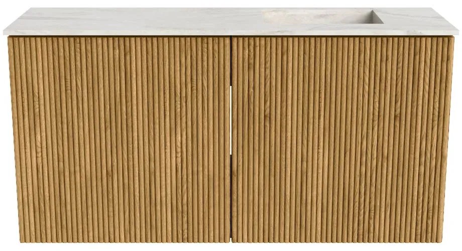 Mondiaz Joya DLux 80cm toiletmeubel oak met wastafel faye rechts zonder kraangat ostra