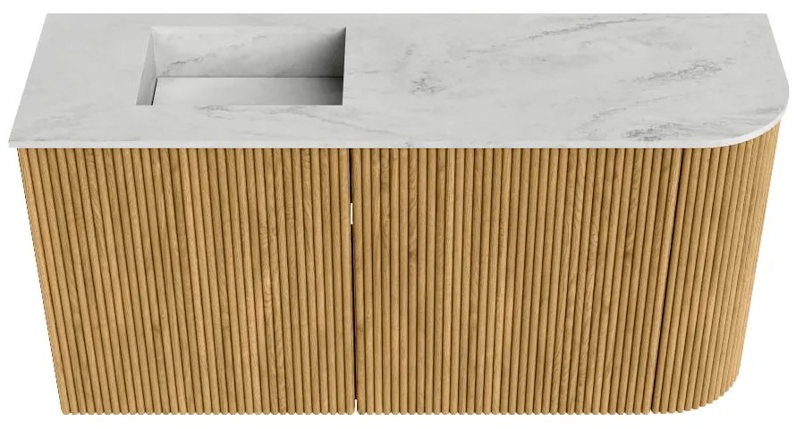 Mondiaz Joya DLux 80cm toiletmeubel ronding rechts oak met wastafel faye links 1 kraangat opalo