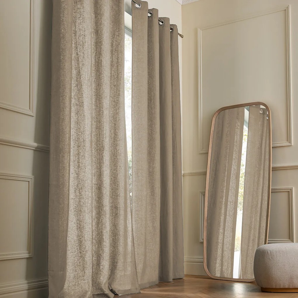 Gordijn in gewassen linnen met oogjes, Private