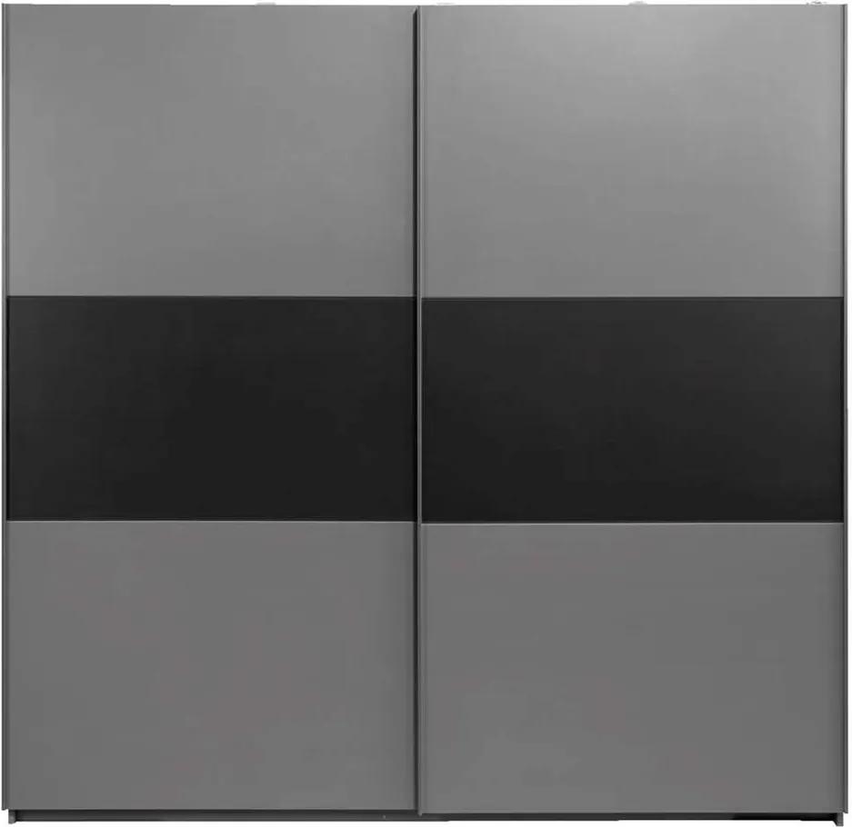 Schuifdeurkast Napoli - antraciet/zwart - 210x215x60 cm - Leen Bakker
