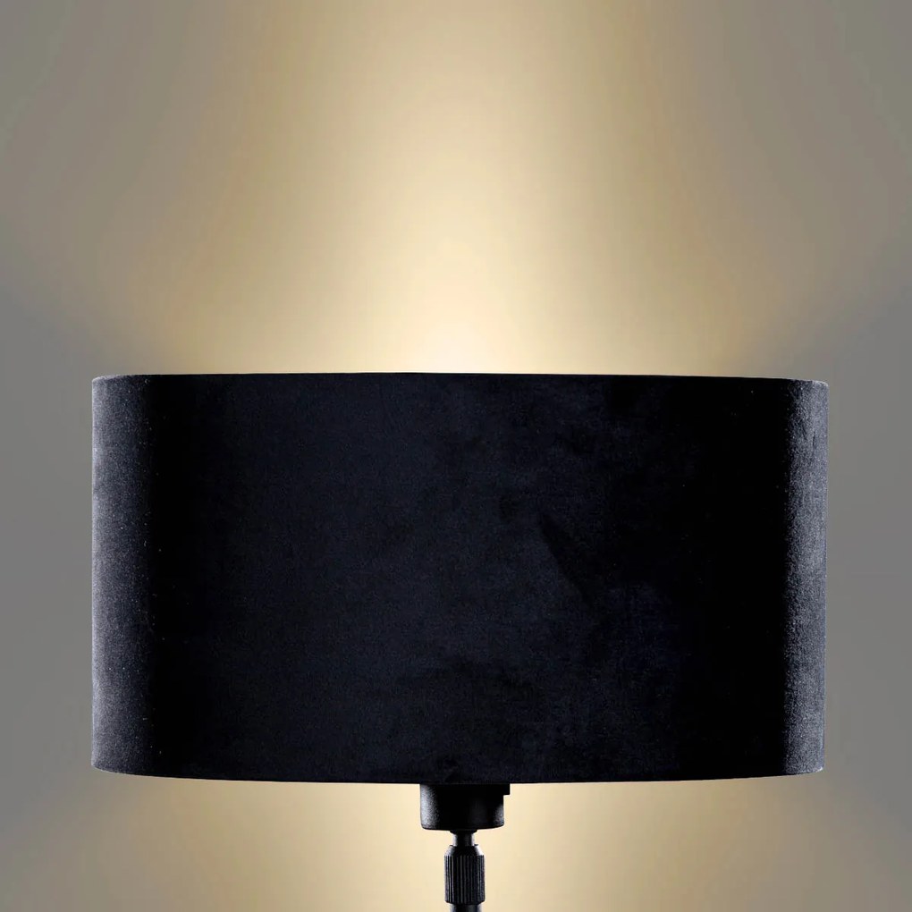 Tafellamp zwart met ovale velours kap zwart 35cm - Parte Modern, Klassiek / Antiek E27 rond Binnenverlichting Lamp