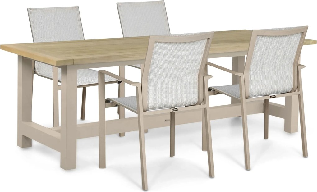 Tuinset 4 personen 200 cm Aluminium Zand/Beige Lifestyle Garden Furniture Timo/San