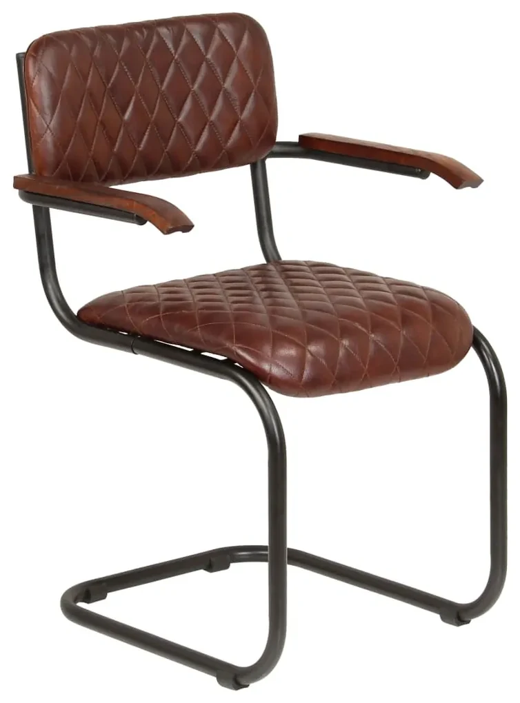 vidaXL Eetkamerstoelen 2 st met armleuningen echt leer bruin
