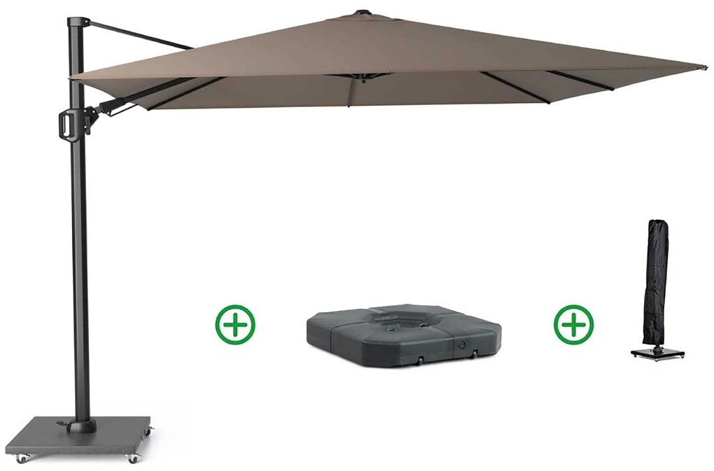 Platinum Challenger zweefparasol 3x3m T2 premium (incl. voet + hoes) havana