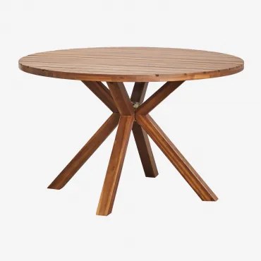 Ronde Tuintafel Van Eucalyptus Hout Naele Acacia Bruin & Ø120 Cm - Sklum