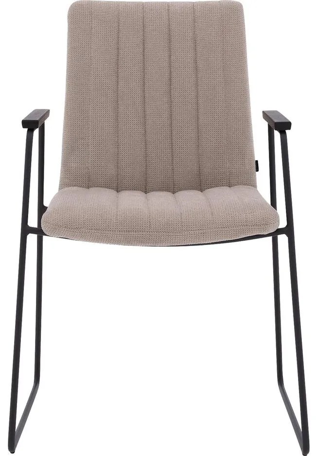 Goossens Eetkamerstoel Manta beige stof met armleuning, urban industrieel