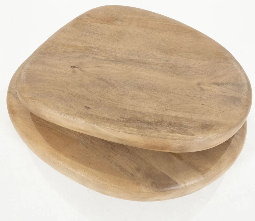 Organische Salontafel Met Plateau Lichtbruin - 100 X 80cm.