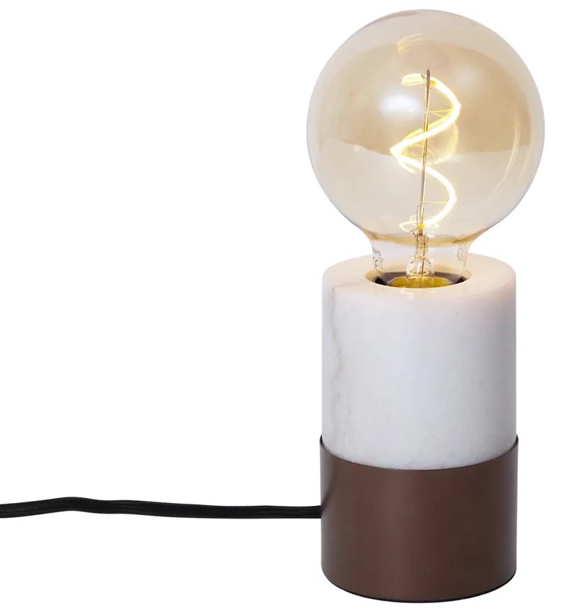 Moderne tafellamp brons met wit marmer - Marissa Modern E27 rond Binnenverlichting Lamp